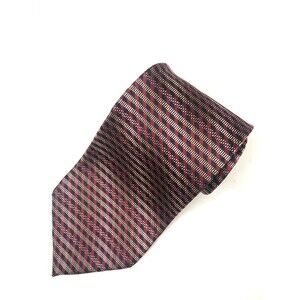 Vtg Jhane Barnes Silk Tie Men's Burgundy Navy Gold Geometric Woven Made in Japan